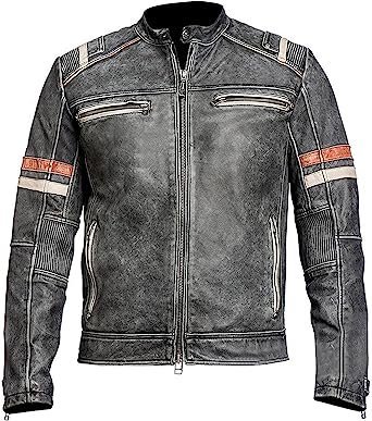 Men's Leather Jacket Motorcycle Biker Jackets Vintage Leather