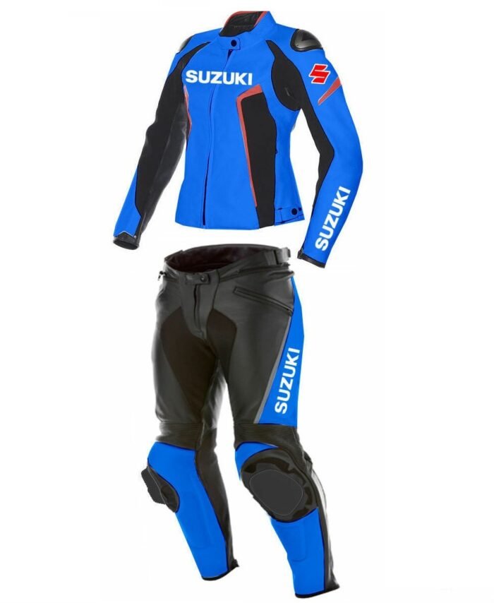 Suzuki Motorcycle Suits 2PC Leather Jacket Pant Biker Racer Armour Sport Protect