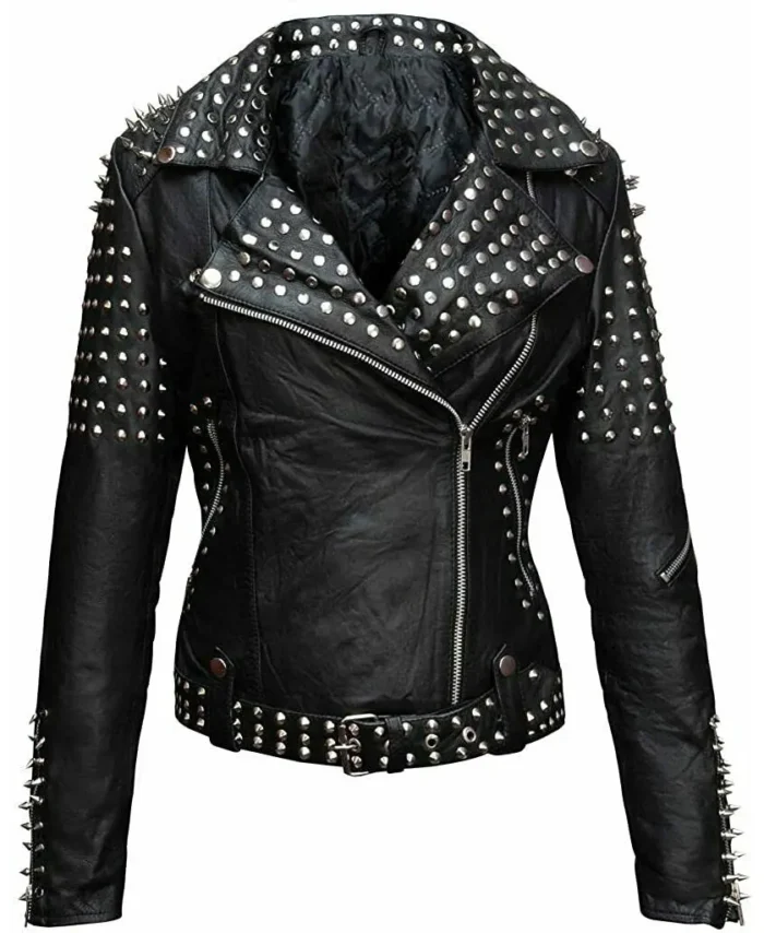 Women’s Rock Metal Spiked Studded Leather Jacket