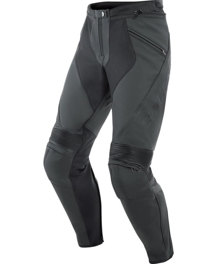 LEATHER PANTS PERFORATED BLACK