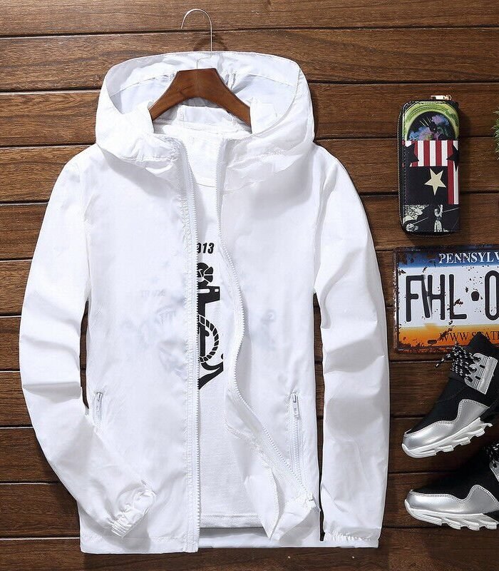 Men's Waterproof Rain Jacket Hooded Breathable Lightweight Windbreaker Outwear