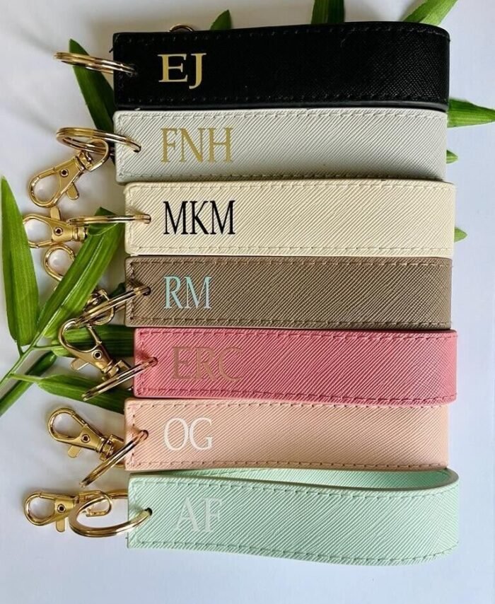Leather Wrist Strap Keychain - Personalised