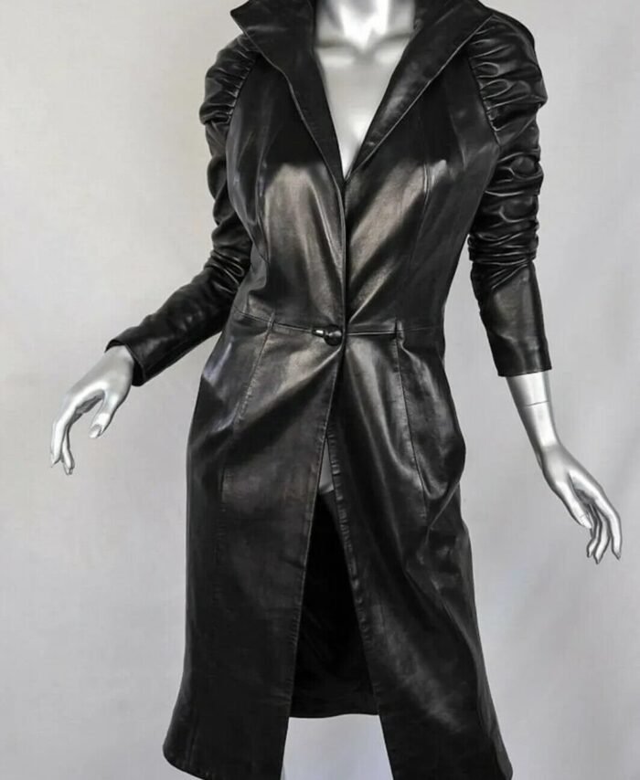 Leather Jacket For Women Trench Length Coat Real Lambskin Stylish Long Coat