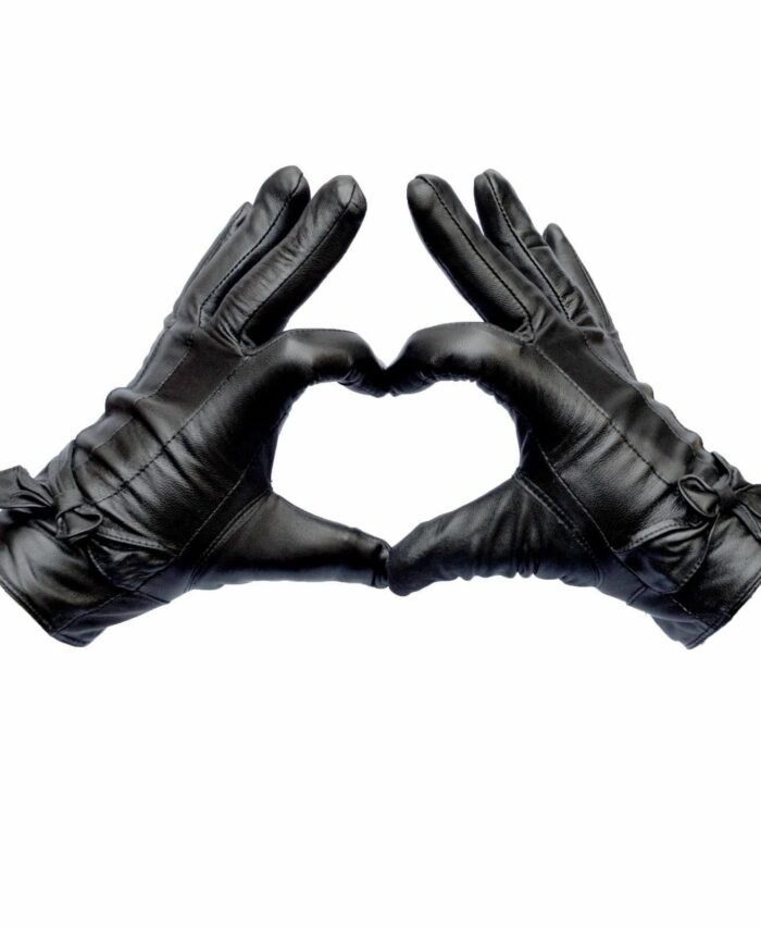 Ladies Real Leather Bow Winter Gloves High Quality Genuine Super Soft Black Gift